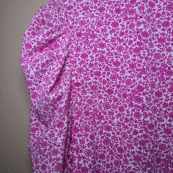 Adrianna Papell Pink Floral Top Women's Size Small High Neck 3/4 Sleeve Stretch - Picture 11 of 11
